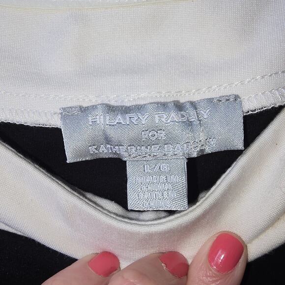 Hilary Radley Off-the-Shoulder Bell Sleeve Dress Large Black White Party Modern - Picture 10 of 10